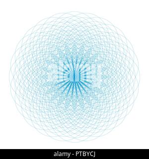Spirograph for safety protective layer on the diplomas, certificates or bills - vector illustration, digital watermark. Stock Vector