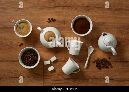white porcelain coffee set - italian product - closeup Stock Photo