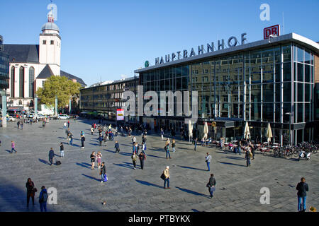 The main square or Bahnhofsvorplatz outide the main railway station in Cologne (Köln) Stock Photo