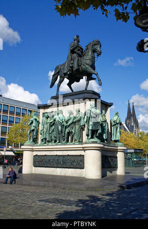 The equestrian statue portraying KIng William III of Prussia that stands on the South side of Heumarket Stock Photo