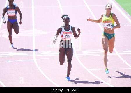 The 2018 Commonwealth Games Gold Coast Dina Asher-Smith 200m heat today Picture Jeremy Selwyn Stock Photo