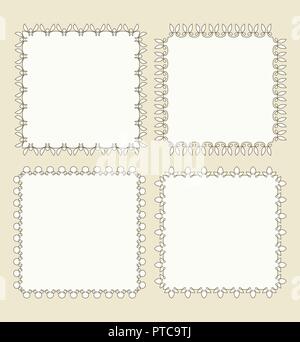 Set of 4 very simple square frames with fully editable stroke width Stock Vector