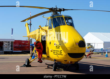 Westland Whirlwind HAR10 Search and Rescue helicopter at the Royal International Air Tattoo, RIAT, RAF Fairford, UK. SAR yellow Stock Photo