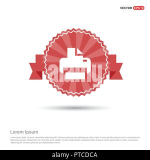 Office Printer Icon Red Ribbon Banner Stock Vector Art