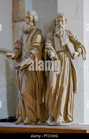 SIGHISOARA, TRANSYLVANIA/ROMANIA - SEPTEMBER 17 :Statue of two men in the Church on the Hill in Sighisoara Transylvania Romania on September 17, 2018 Stock Photo