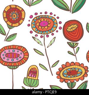 Vector colorful floral seamless pattern background. Ideal for fabrics, textiles, scrapbooking, wallpapers and crafts. Stock Vector