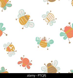 Vector cute bees seamless pattern background. Ideal for all kinds of crafts, wallpapers, fabrics and quilting Stock Vector