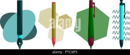 Pencil Pen Design Template Vector Set Stock Vector