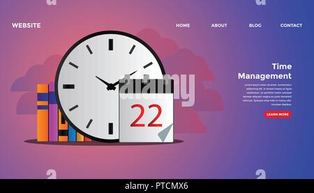 Time management concept. Ready to use vector illustration. Suitable for background, wallpaper, landing page, web, banner, card and other creative work Stock Vector