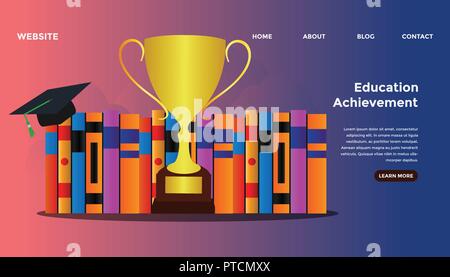 Education goal concept. Ready to use vector illustration. Suitable for background, wallpaper, landing page, web, banner, card and other creative work. Stock Vector