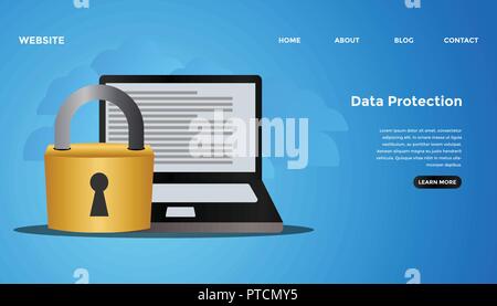 Data protection concept. Ready to use vector illustration. Suitable for background, wallpaper, landing page, web, banner, card and other creative work Stock Vector