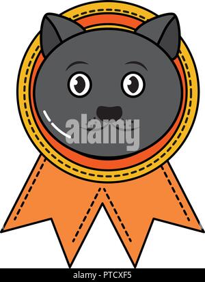 medal award with cat head prize Stock Vector