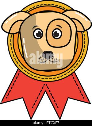 medal award with dog head prize Stock Vector