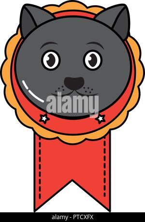 medal award with cat head prize Stock Vector