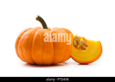 Fresh orange miniature pumpkin isolated Stock Photo