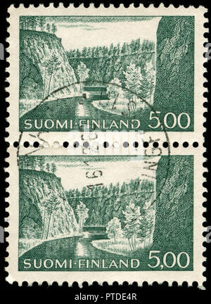 Postmarked stamps from Finland in the Landscapes series issued in 1974 Stock Photo