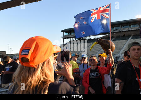 Sonoma, California, USA. 16th Sep, 2018. The Kiwi were out in force to show their support for fellow New Zealander, Scott Dixon upon winning his fifth IndyCar Series Championship at the IndyCar Grand Prix of Sonoma, September 16, 2018, Sonoma Raceway in Sonoma, California. Credit: Eddie Hurskin/ZUMA Wire/Alamy Live News Stock Photo