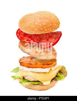 Fresh tasty burger isolated on white Stock Photo