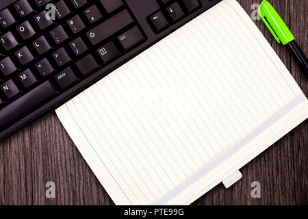 Design business Empty copy space text for Ad website promotion isolated Banner template. Record Open Notebook Marker Ballpoint Pen Keyboard keys write Stock Photo