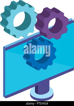 computer monitor with gears Stock Vector