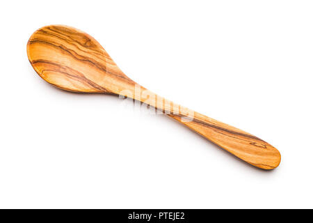 The wooden spoon isolated on white background. Olive wood. Stock Photo