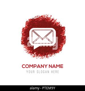 Message Icon - Red WaterColor Circle Splash Stock Vector