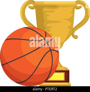 trophy cup award with basketball balloon Stock Vector