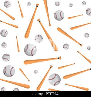 baseball sport balls and bats pattern Stock Vector