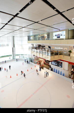 Ice skating rink in Elements shopping mall in Hong Kong. Stock Photo