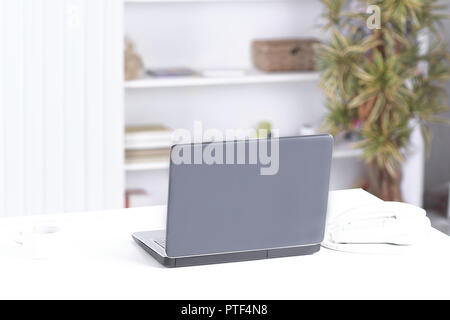 open laptop on the table in the psychologist's office Stock Photo