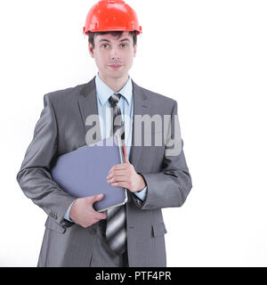 engineer architect with laptop. isolated on white background Stock Photo