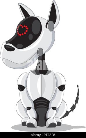 The mechanical robot dog, man's best friend. Vector illustration on the topic of high technology. Stock Vector