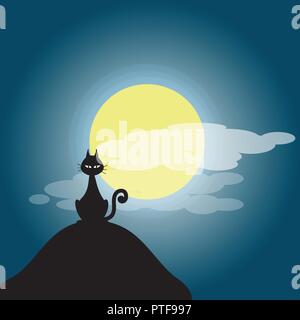 An illustration of cartoon halloween black cats. Stock Vector
