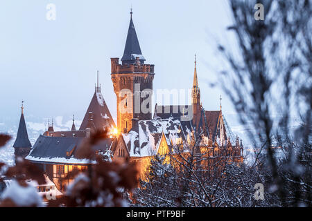 The Wernigerode castle in the Winter. Harz, Germany Stock Photo