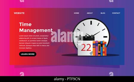 Time management concept. Ready to use vector illustration. Suitable for background, wallpaper, landing page, web, banner, card and other creative work Stock Vector