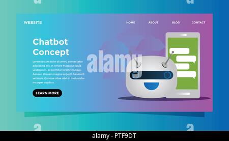 Chatbot concept. Ready to use vector illustration. Suitable for background, wallpaper, landing page, web, banner, card and other creative work. Stock Vector