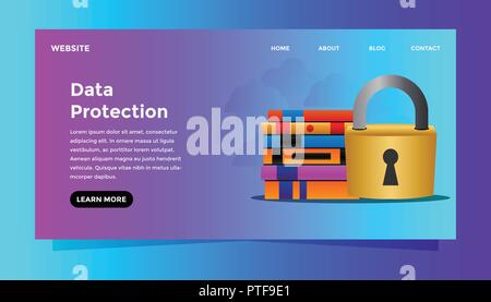 Data protection concept. Ready to use vector illustration. Suitable for background, wallpaper, landing page, web, banner, card and other creative work Stock Vector