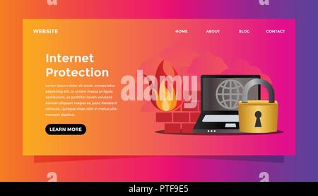 Internet protection concept. Ready to use vector illustration. Suitable for background, wallpaper, landing page, web, banner, card and other creative  Stock Vector