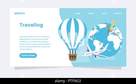 World traveling modern concept flat vector illustration. Easy to use and customize. Suitable for background, wallpaper, landing page, web, banner, car Stock Vector
