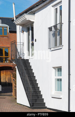 Stairs to side entrance door of a house in Emsworth, Hampshire, England, UK. Stock Photo