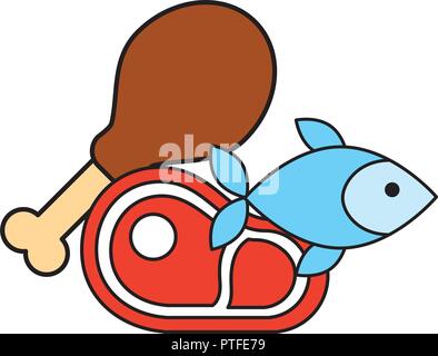 fish meat and chicken products supermarket Stock Vector Image & Art - Alamy