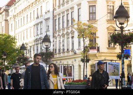 People strolling along the pedestrian Knez Mihailova street in Belgrade, Serbia. Stock Photo