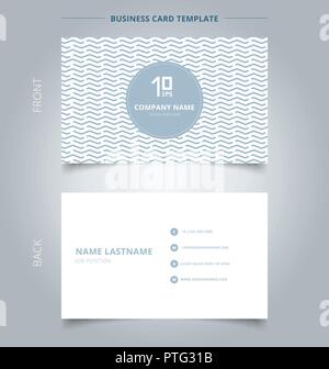 Name card template abstract geometric wave, wavy, chevron pattern blue pastels color on white background. Vector illustration Stock Vector
