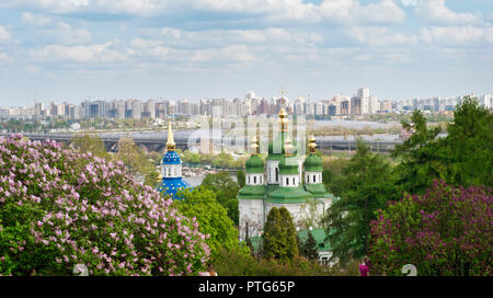 Spring View to the left bank of the Kiev city Stock Photo