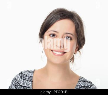 Beautiful young brunette smiling Stock Photo