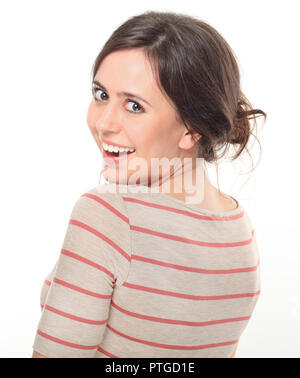 Nice brunette standing side Stock Photo