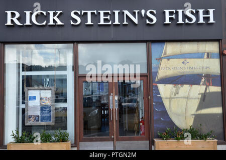 The frontage of celebrity chef Rick Stein's Fish and Chip restaurant in Falmouth, Cornwall Stock Photo