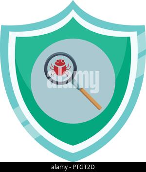 Bug on magnifying glass Stock Vector