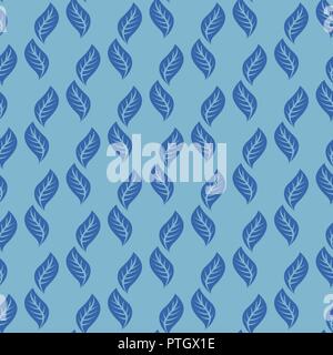 Seamless light blue pattern with green leaves Stock Vector