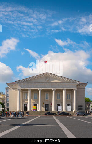 Town Hall Vilnius, scenic view of the neoclassical style Town Hall building (1799) in Vilnius Town Hall Square (Rotuses aikste), Lithuania. Stock Photo